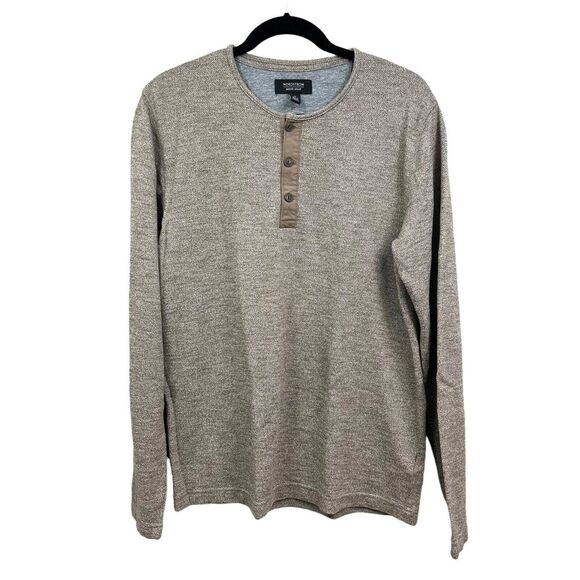 Nordstrom Mens Henley Sweater Round Neck Long Sleeve Heather Brown Size M*